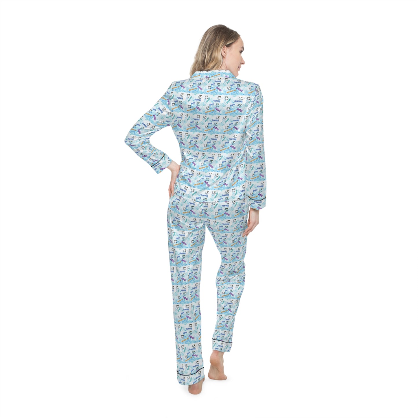 Women's Satin Pajamas (AOP) - Pijama an twal swa pou fanm