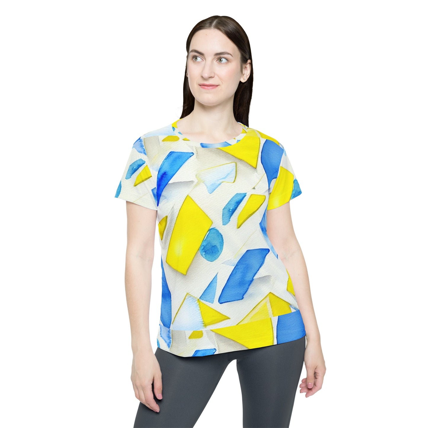 Women's Sports Jersey (AOP) - Yellow Blue White Casual T-shirt